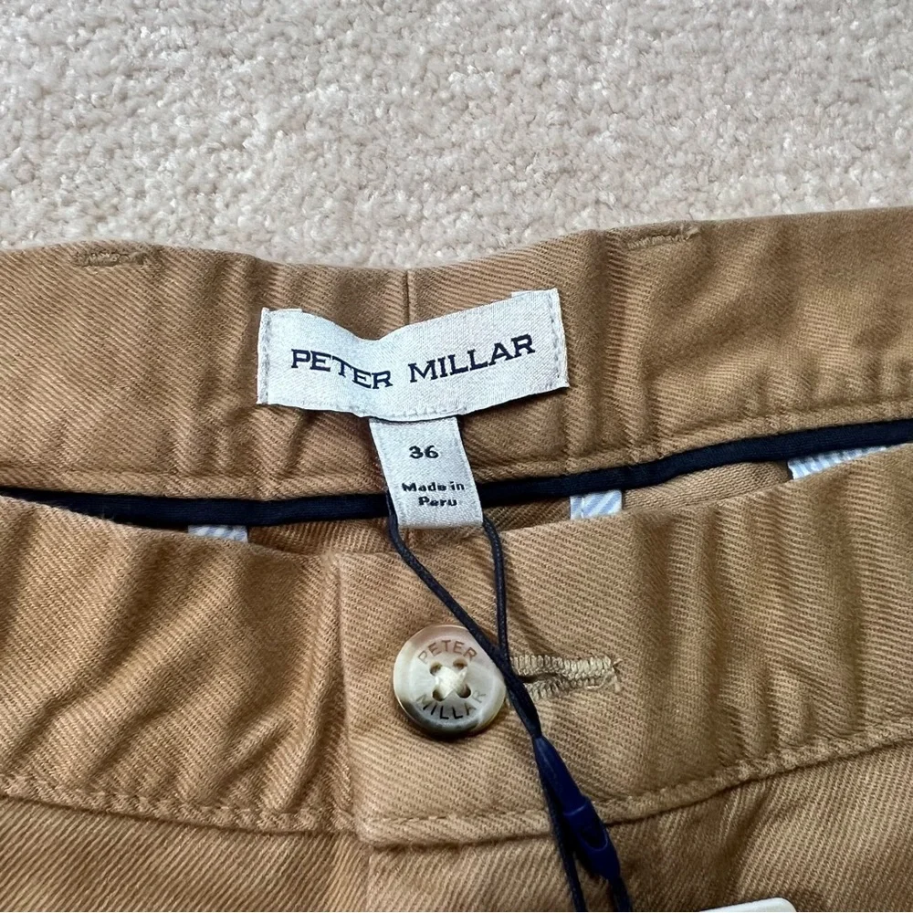 Peter Millar Mens Shorts Casual Chino Khaki Flat Front Size 36 - Picture 2 of 7